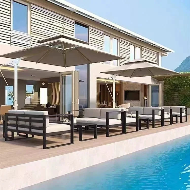Modern Luxury Aluminum Alloy Leisure Sofa Set Waterproof Sunshade for Outdoor Patio Garden Terrace Sunroom Living Room Luxlife Brands