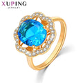 Xuping Jewelry Fashion Simple Multicolor Stone Promotion Gold Plated Charm Ring for Women Girl Rings  13147