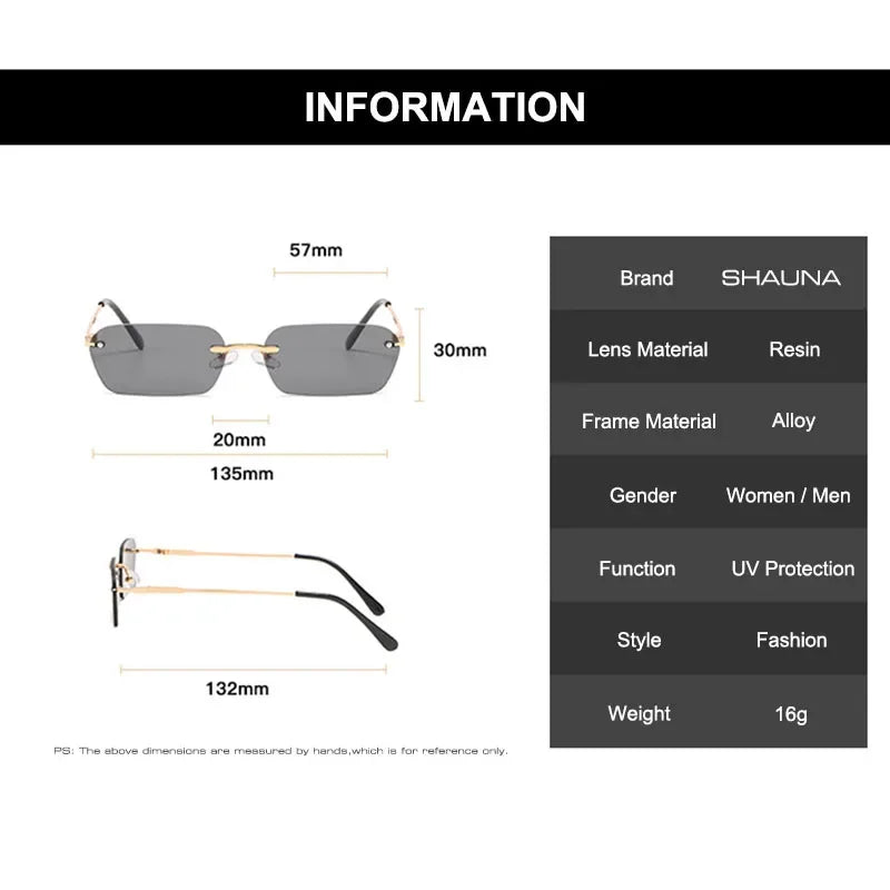 Fashion Rimless Sunglasses UV400 Luxlife Brands
