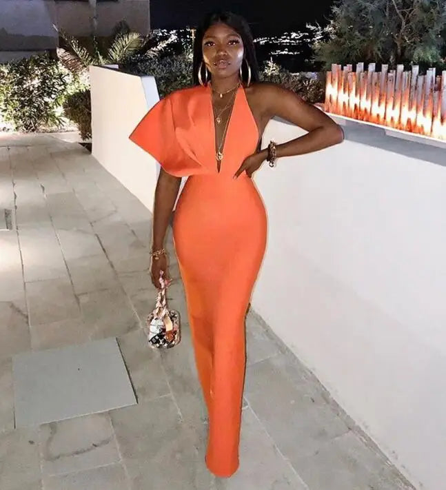 Orange Celebrity Evening Party Gown