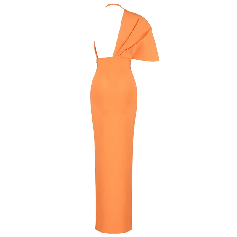 Orange Celebrity Evening Party Gown