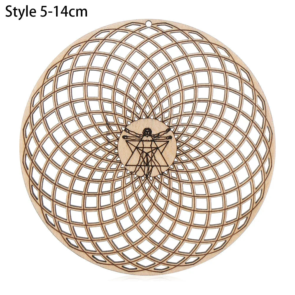 Chakra Flower of Life Natural Wood Coasters For Crystal Set Luxlife Brands