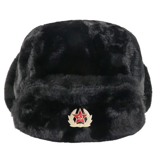 CAMOLAND Women Winter Hats Warm Faux Fur Bomber Hat For Men Soviet Army Military Badge Caps Male Thermal Earflap Cap Russia Hat LUXLIFE BRANDS