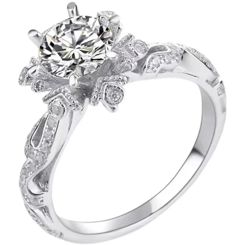 CC Wedding Rings For Women White Gold Plated Hollow Flower Cubic Zirconia Vintage Fine Jewelry Bridal Anniversary CC3135 Luxlife Brands