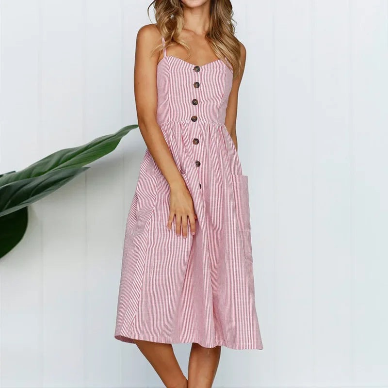Cute Boho Button Down Sundress LUXLIFE BRANDS