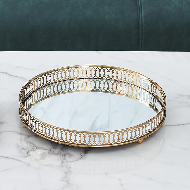 Elegant Mirror and Metalic Decor Tray