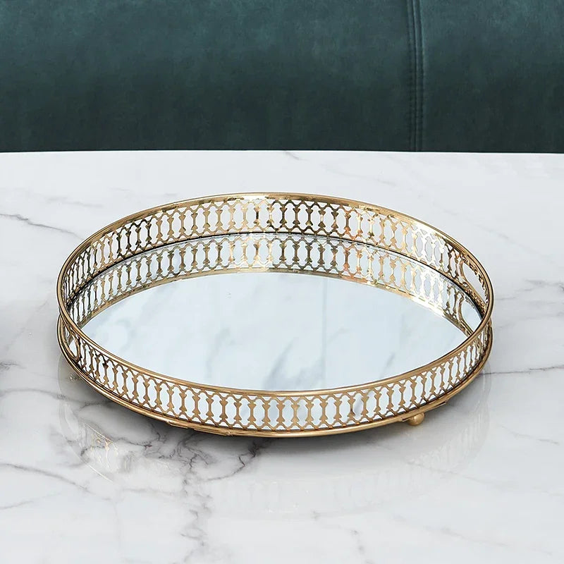 Elegant Mirror and Metalic Decor Tray Luxlife Brands