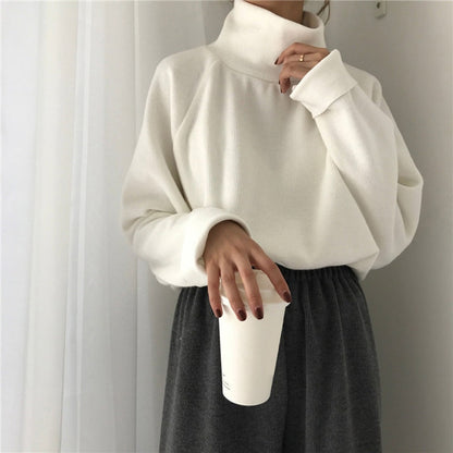 AECU1 Turtleneck Sweater For Women spring Autumn Knitted Jumper Women's Sweater Casual Loose Long Sleeve Jacket Pullover Female