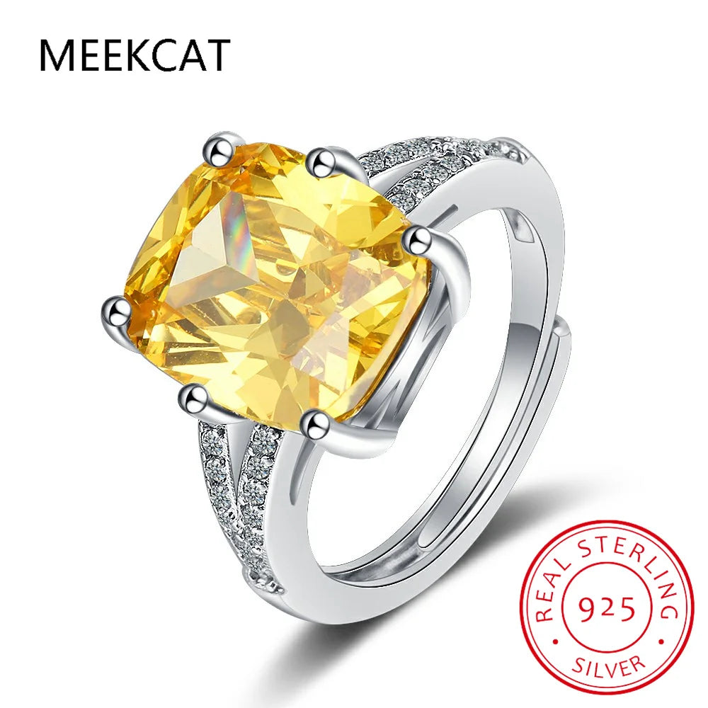 925 Sterling Silver Moissanite Citrine Engagement Ring LUXLIFE BRANDS