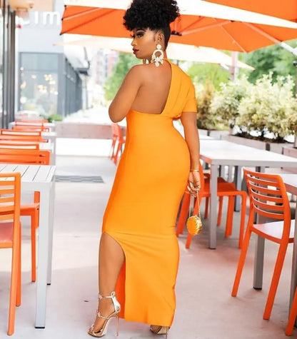 Orange Celebrity Evening Party Gown