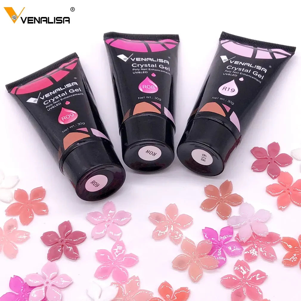 Venalisa Poly Nail Gel Nail Art French Nail Constraction Jelly Builder Extension Gel Acrylic Slip Solutions Clearnser Remover LUXLIFE BRANDS