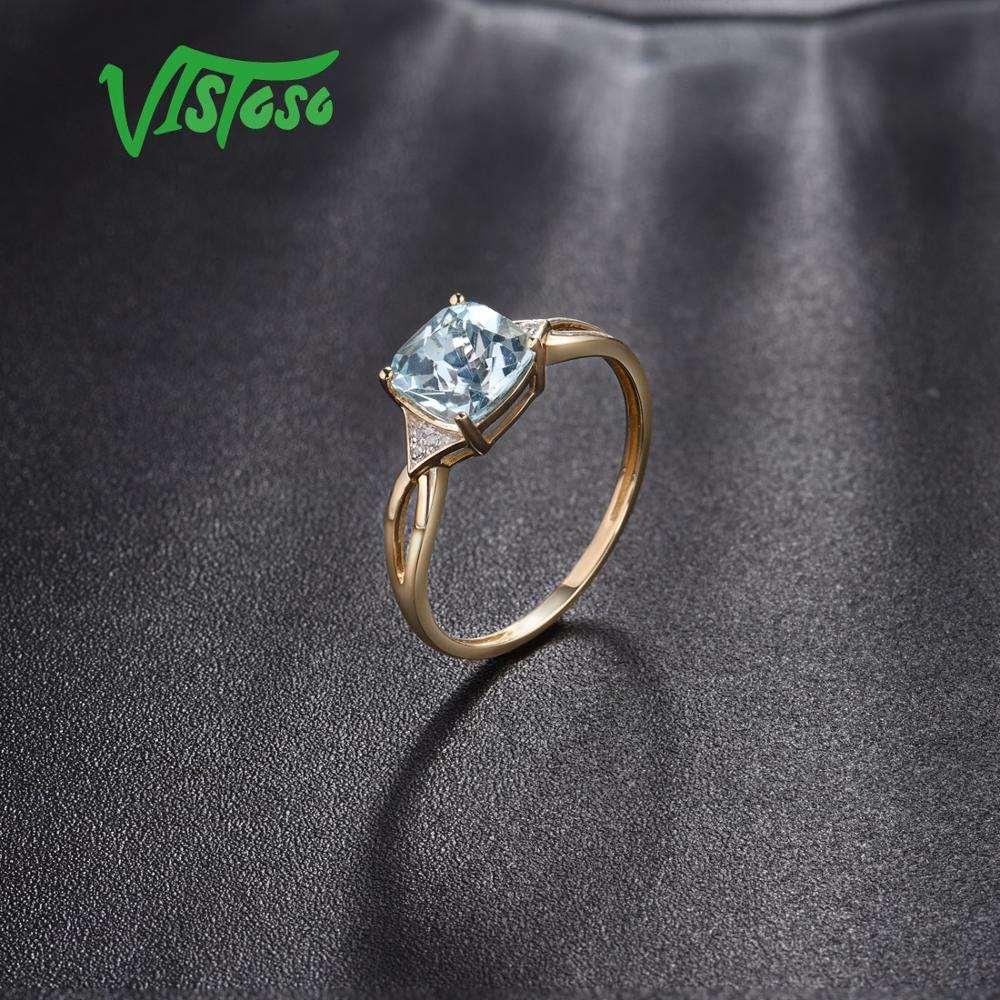 14K 585 Gold Blue Topaz Ring