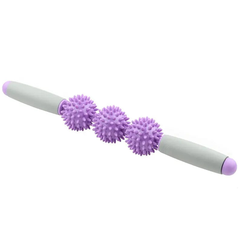 Gym Muscle Massage Roller Yoga Stick Body Massage Relax Tool Muscle Roller Sticks with 3 Point Spiky Ball