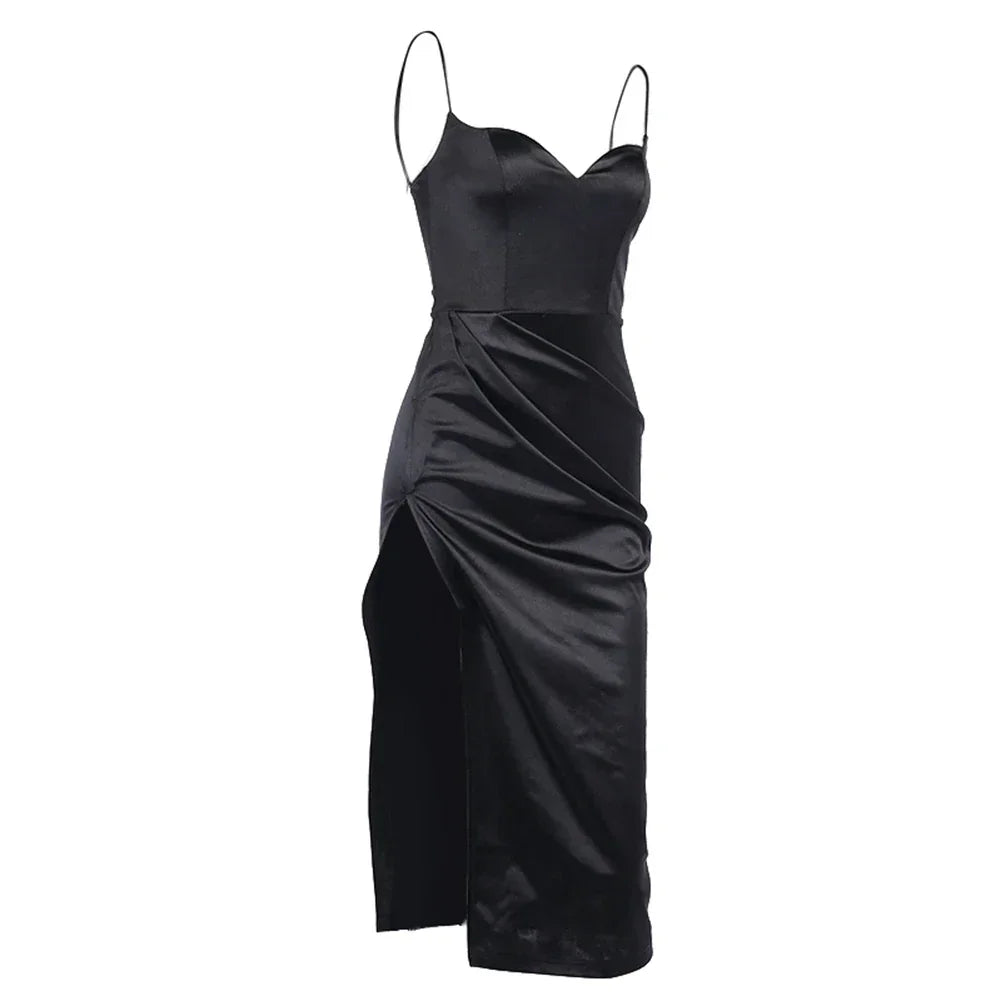 Women’s Sexy High Slit Satin Maxi Dress LUXLIFE BRANDS