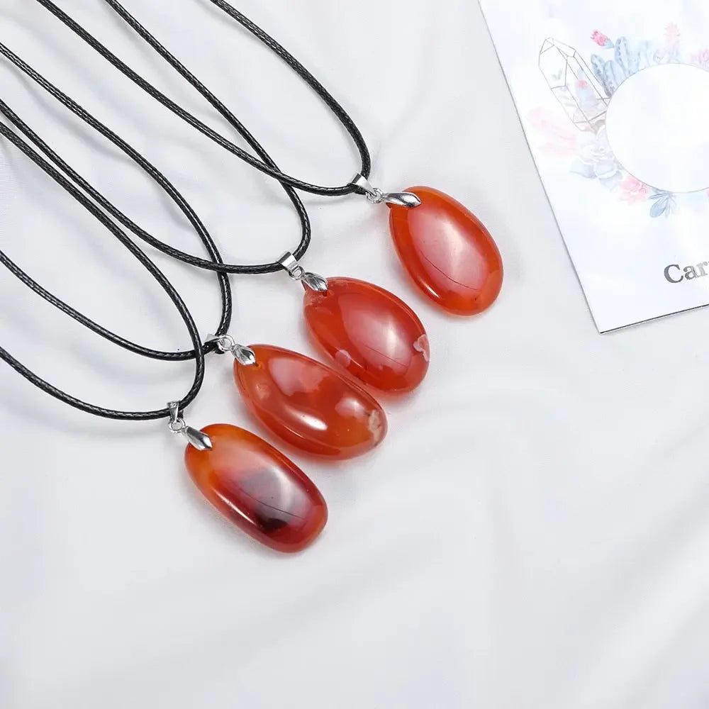 Carnelian Pendant On Leather Necklace - LUXLIFE BRANDS