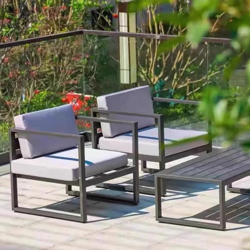 Modern Luxury Aluminum Alloy Leisure Sofa Set Waterproof Sunshade for Outdoor Patio Garden Terrace Sunroom Living Room Luxlife Brands
