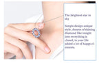 ATTAGEMS Created Blue Sapphire Solid 925 Sterling Silver Halo Pendant Necklace For Women Christmas Engagement Wedding Party Gift Luxlife Brands