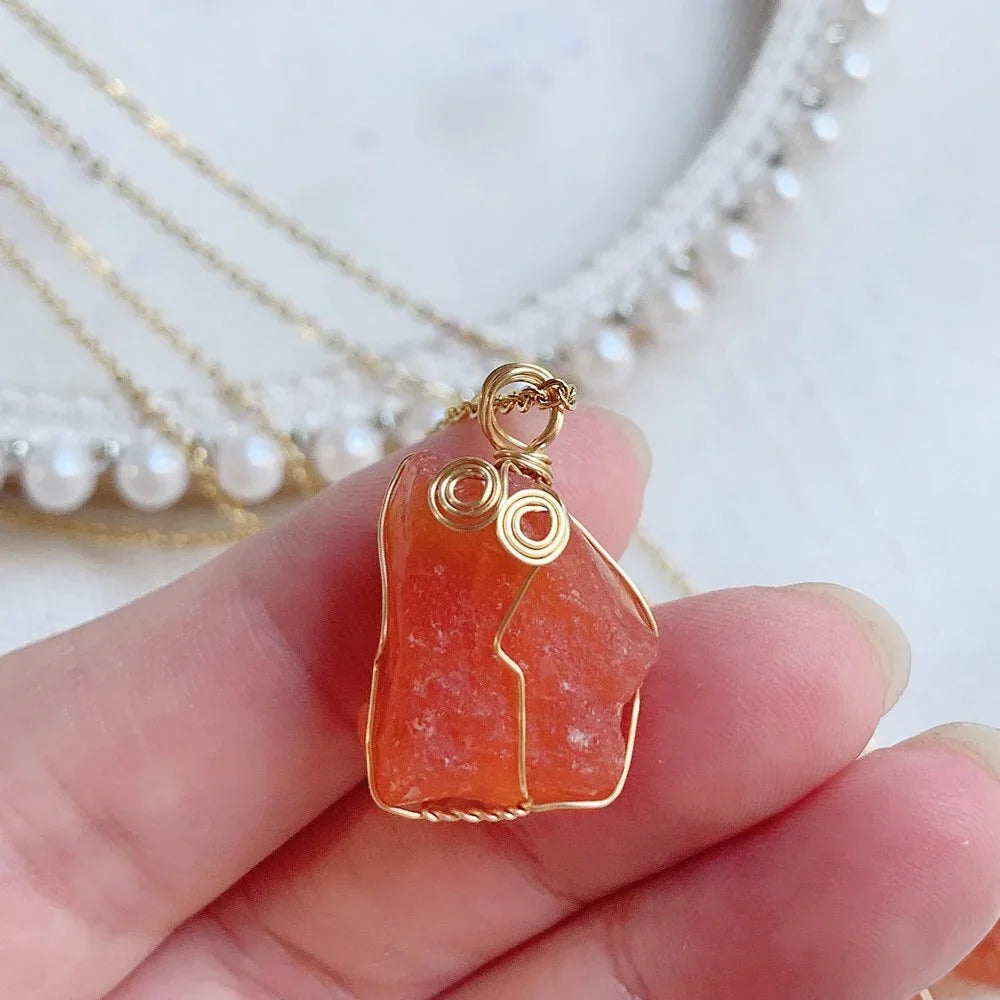 Carnelian Crystal Necklace Women LUXLIFE BRANDS