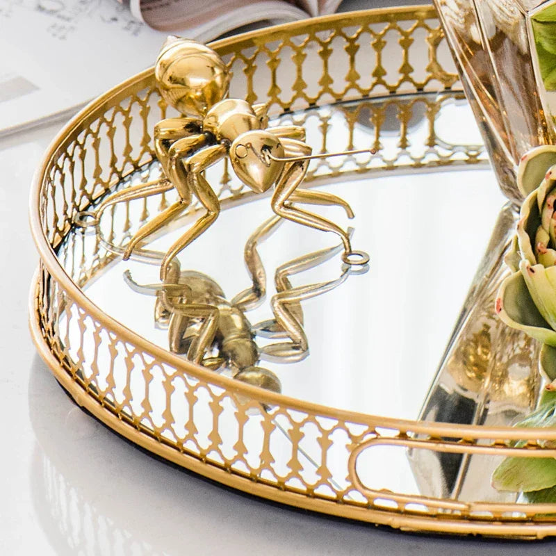 Elegant Mirror and Metalic Decor Tray Luxlife Brands