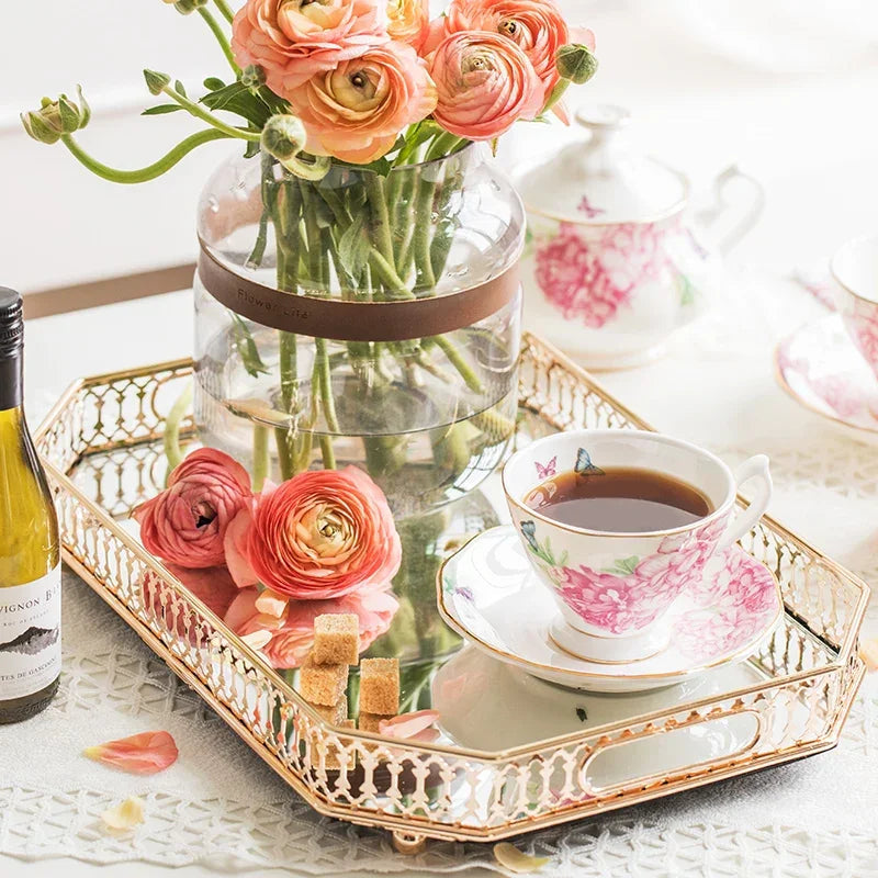 Elegant Mirror and Metalic Decor Tray Luxlife Brands