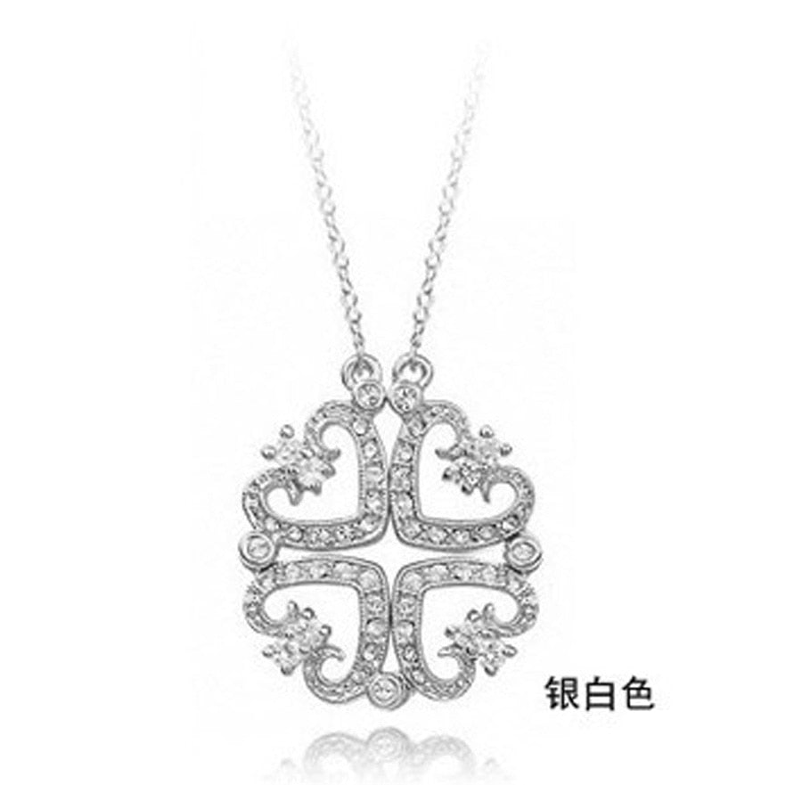 four heart crystal magnet pendant necklace corazon cadenas LUXLIFE BRANDS