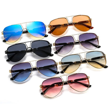 2023 New Hollow Pattern Oval Sunglasses Men Women Luxury Trend Brand Designer Metal Alloy Frame Gradients Lens conspicuous Pilot LUXLIFE BRANDS