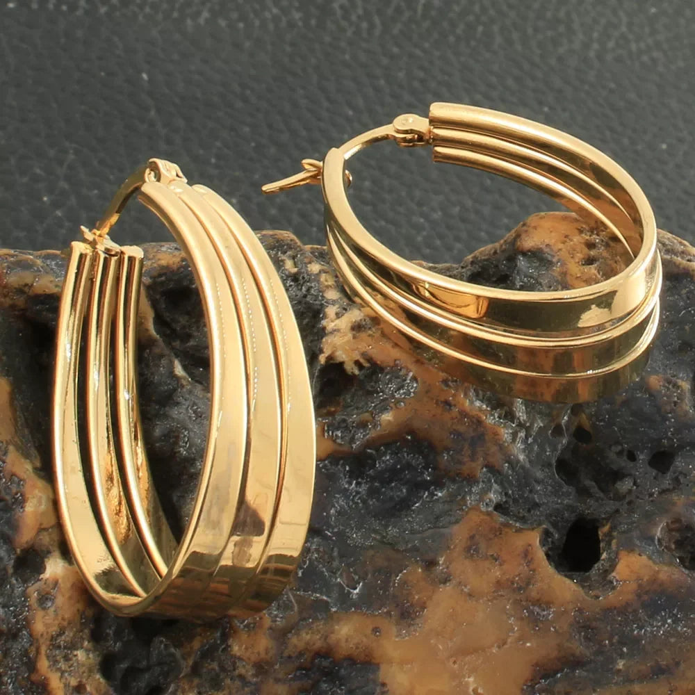 Newest Gold Color Fashion Stainless Steel Jewelry Simple Hoop Earrings Personality Bijoux En Acier Inoxydable Femme EFGZCBEP LUXLIFE BRANDS
