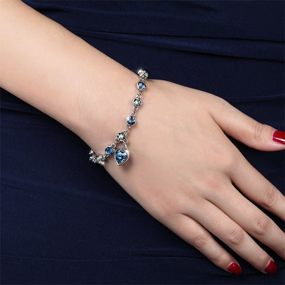 Fashion High Quality White/blue Crystal Zircon Bracelets for Women Romantic Titanic of Ocean Heart Bracelets Wedding Jewelry