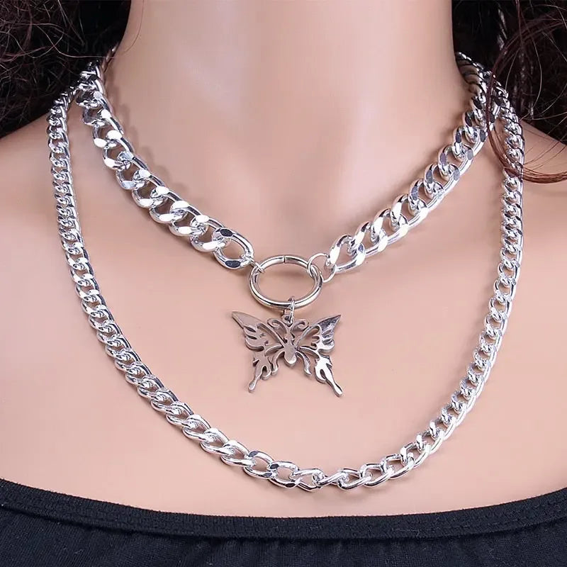 Vintage Multi Layered Gold Color Portrait Chain Chokers Necklace for Women Fashion Coin Thick Chain Pendant Necklace Jewelry