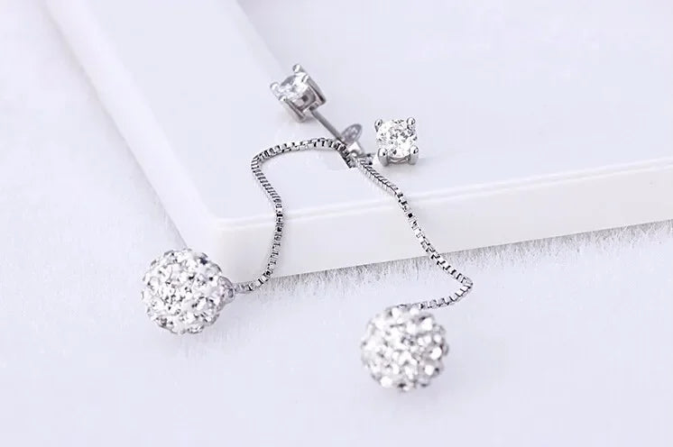 Wholesale Fine Jewelry New Design Rhinestone Crystal 925 Sterling Silver Long Drop Earrings for Women Girls Gift LUXLIFE BRANDS
