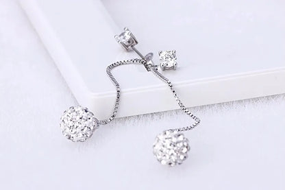 Wholesale Fine Jewelry New Design Rhinestone Crystal 925 Sterling Silver Long Drop Earrings for Women Girls Gift LUXLIFE BRANDS