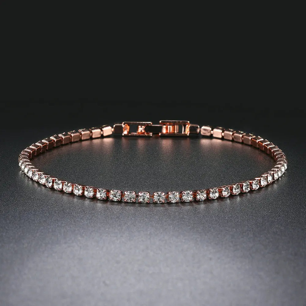 Tennis Chain Bracelets For Women Fashion Small Cubic Zircon Crystal Rose Gold Color Wedding Party Friends Gift Jewelry KC128M LUXLIFE BRANDS