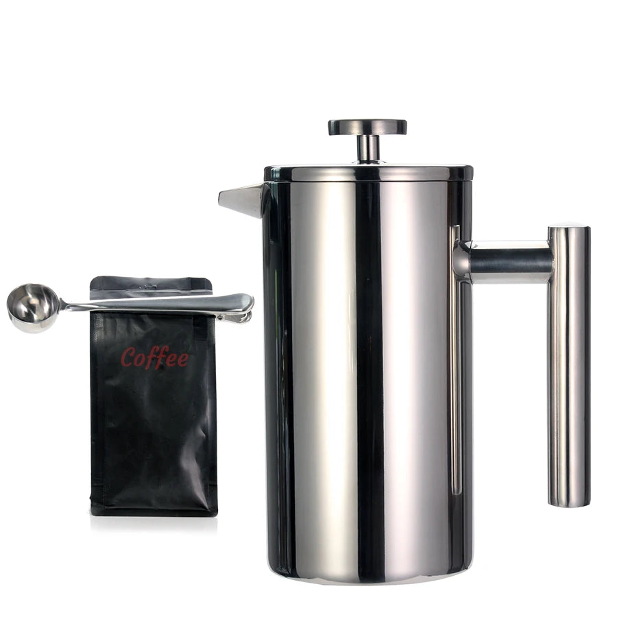 Best French Press Coffee Maker - Double Wall 304 Stainless Steel - Keeps Brewed Coffee or Tea Hot-3 size with sealing clip/Spoon LUXLIFE BRANDS