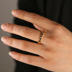 Gold color band ring for women starburst cz design simple classic fashion jewelry LUXLIFE BRANDS
