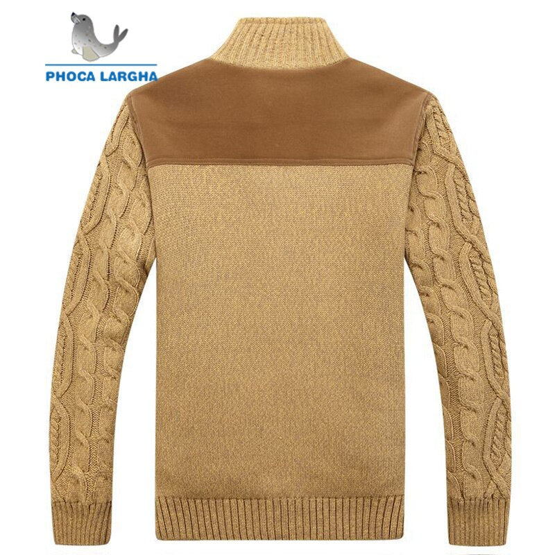 Men's Sweaters Winter Warm Thick Velvet Sweatercoat Single-breasted Cardigan Men Casual Sweaters Pattern Knitwear size 3XL LUXLIFE BRANDS
