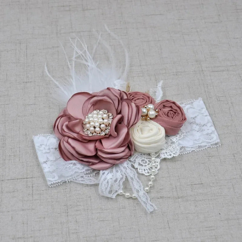 Vintage Flower Headband Baby Girls Headwraps Newborn Photography Props Gifts Lace Elastic Hair Bands Pearl Feather Accessories LUXLIFE BRANDS