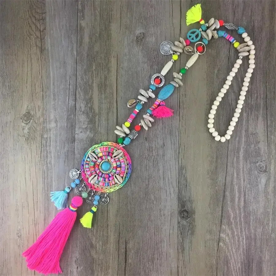 Handmade Women Long Necklace Boho Bohemian Necklace Accessories Colorful Vintage Ethnic Punk Style Fashion Jewelry - LUXLIFE BRANDS