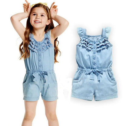 Summer Clothes Sets Toddler Girls Dresses Kids Overall Sleeveless Romper Jumpsuit Playsuit Dress Clothes Size 2-8Y LUXLIFE BRANDS