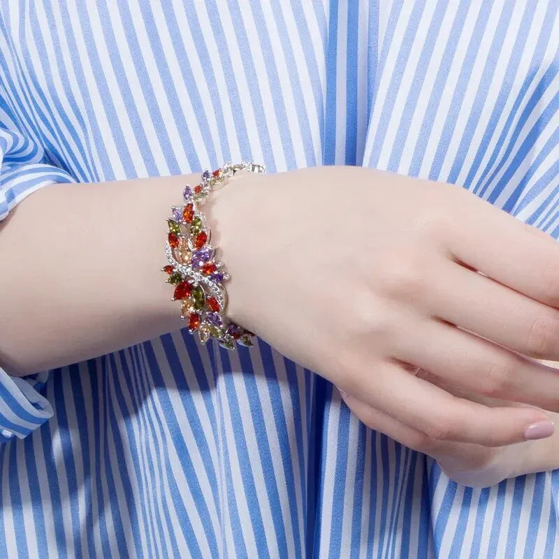 CWWZircons 6 Colors Choice Luxury Women Party Evening Jewelry Big Green Crystal Bridal Wedding Bracelet Bangle for Women CB194 LUXLIFE BRANDS