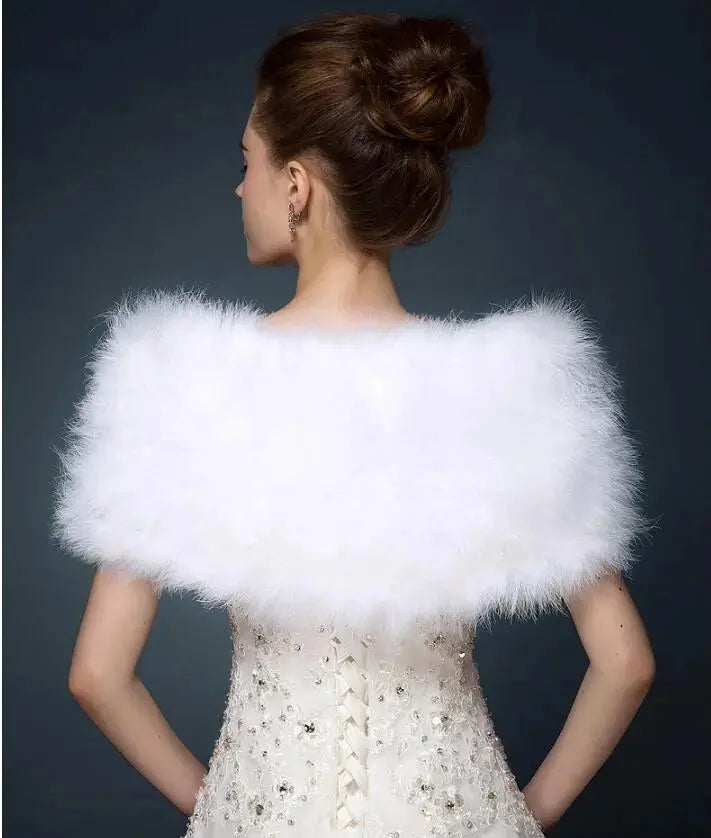 Wedding fur cape Luxurious ostrich feathers camel Fur Boleros wedding bride White ivory shrug bridal party shawls bolero  S124 - LUXLIFE BRANDS