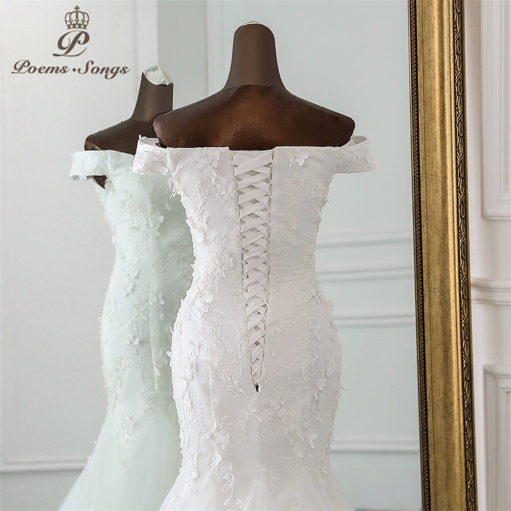 PoemsSongs New style beautiful three-dimensional flower lace wedding dress Vestido de noiva Mermaid dress robe de mariee