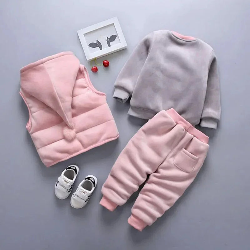 For Winter newborn infant boys girls baby clothes velvet tops pullover sweatshirt vest jacket pants outfits sport clothing sets LUXLIFE BRANDS