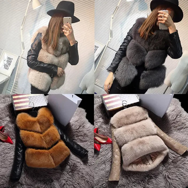 Naiveroo Fashion Autumn Winter Coat Thick Warm Women Faux Fox Fur Vest High-Grade Jacket Colete Feminino Plus Size 3XL LUXLIFE BRANDS