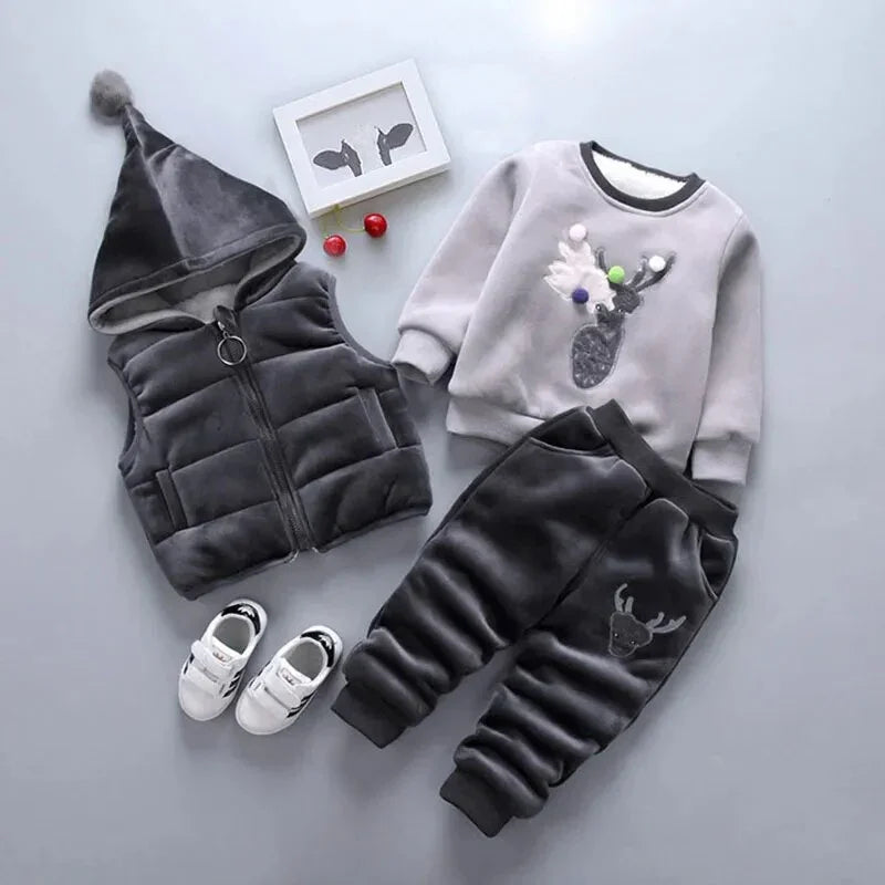 For Winter newborn infant boys girls baby clothes velvet tops pullover sweatshirt vest jacket pants outfits sport clothing sets LUXLIFE BRANDS