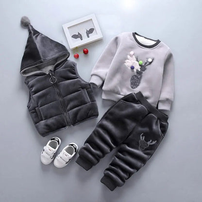 For Winter newborn infant boys girls baby clothes velvet tops pullover sweatshirt vest jacket pants outfits sport clothing sets LUXLIFE BRANDS