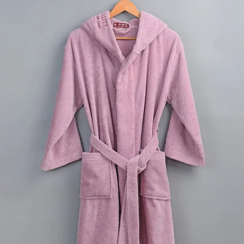 Terry Hooded Embroidery Cotton Bathrobe LUXLIFE BRANDS