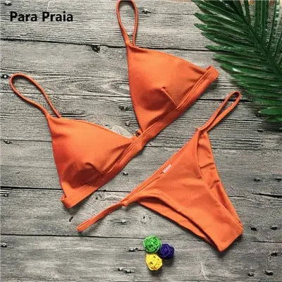 9 Colors Solid Bikini Set 2023 Sexy Push Up Swimwear Women Brazilian Swimsuit Low Waist Biquini Halter Two Pieces Bathing Suit