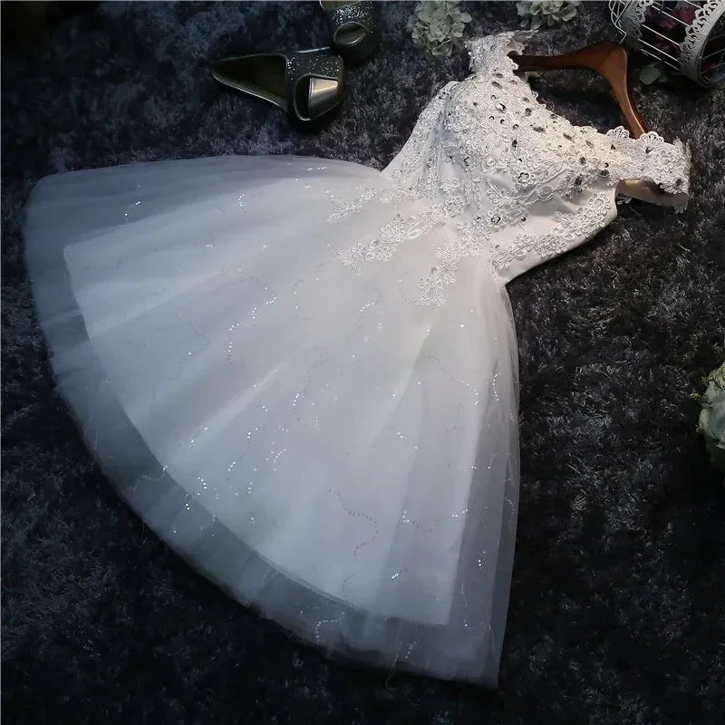 LYG-A5#Bridesmaid Dresses Drill Lace Up Red And White Short Wedding Party Prom Dress Wholesale Bride Marry Girls Graduation LUXLIFE BRANDS