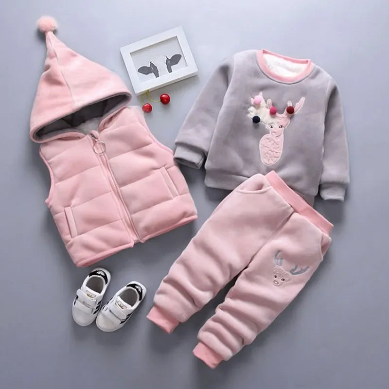 For Winter newborn infant boys girls baby clothes velvet tops pullover sweatshirt vest jacket pants outfits sport clothing sets LUXLIFE BRANDS