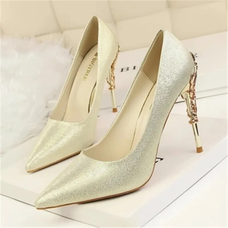 Luxury Women Heels Fashion Silk High Heels Shoes For Women Party Wedding Shoes Pointed Toe Heels Ladies Stiletto 9219-2 LUXLIFE BRANDS